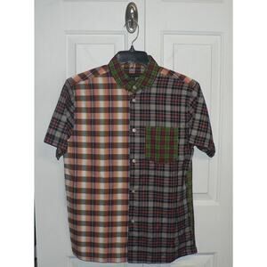Marc by Marc Jacobs Men's Short Sleeve Button Up Shirt Orange Glow Multi XS $188